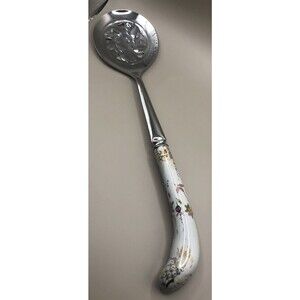 Prill Sheffield England Stainless Steel Porcelain Handle Vegetable Spoon 10”